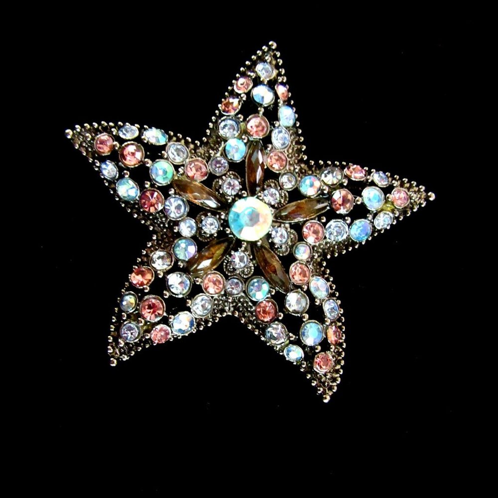 Large Rhinestone Starfish Statement Brooch - Wow! - image 7